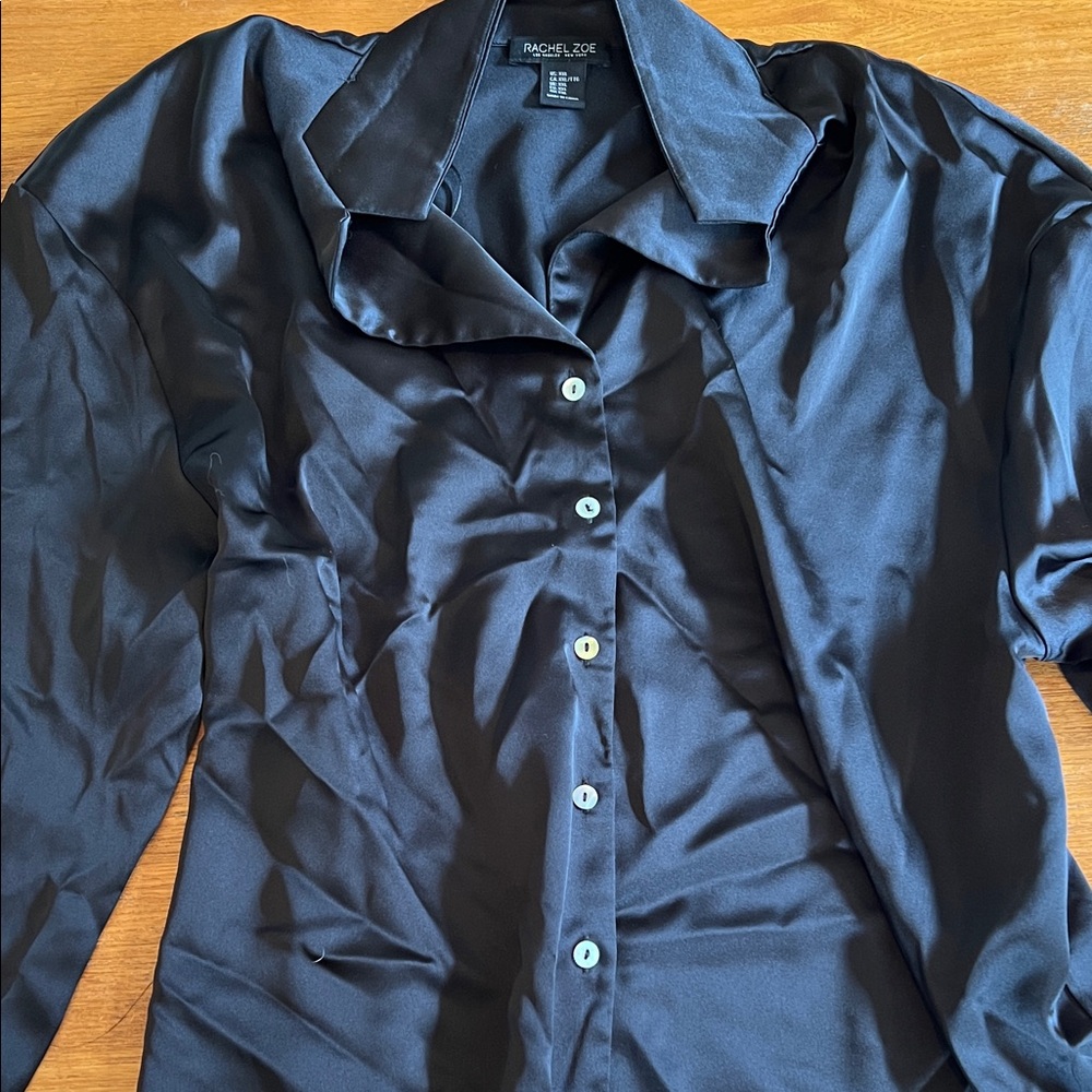 Rachel Zoe Satin Black Blouse